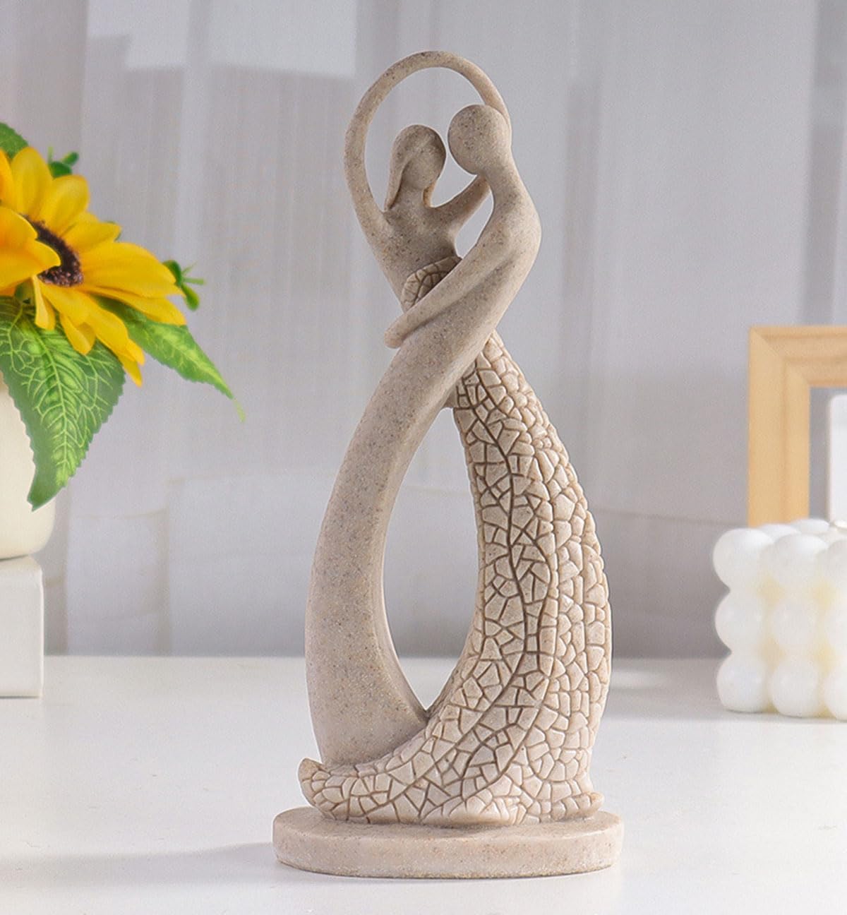 Statua Decorativa Amanti Abbracciati - Scultura Astratta In Resina Per Casa E Ufficio, Colore Bianco - Foto 10