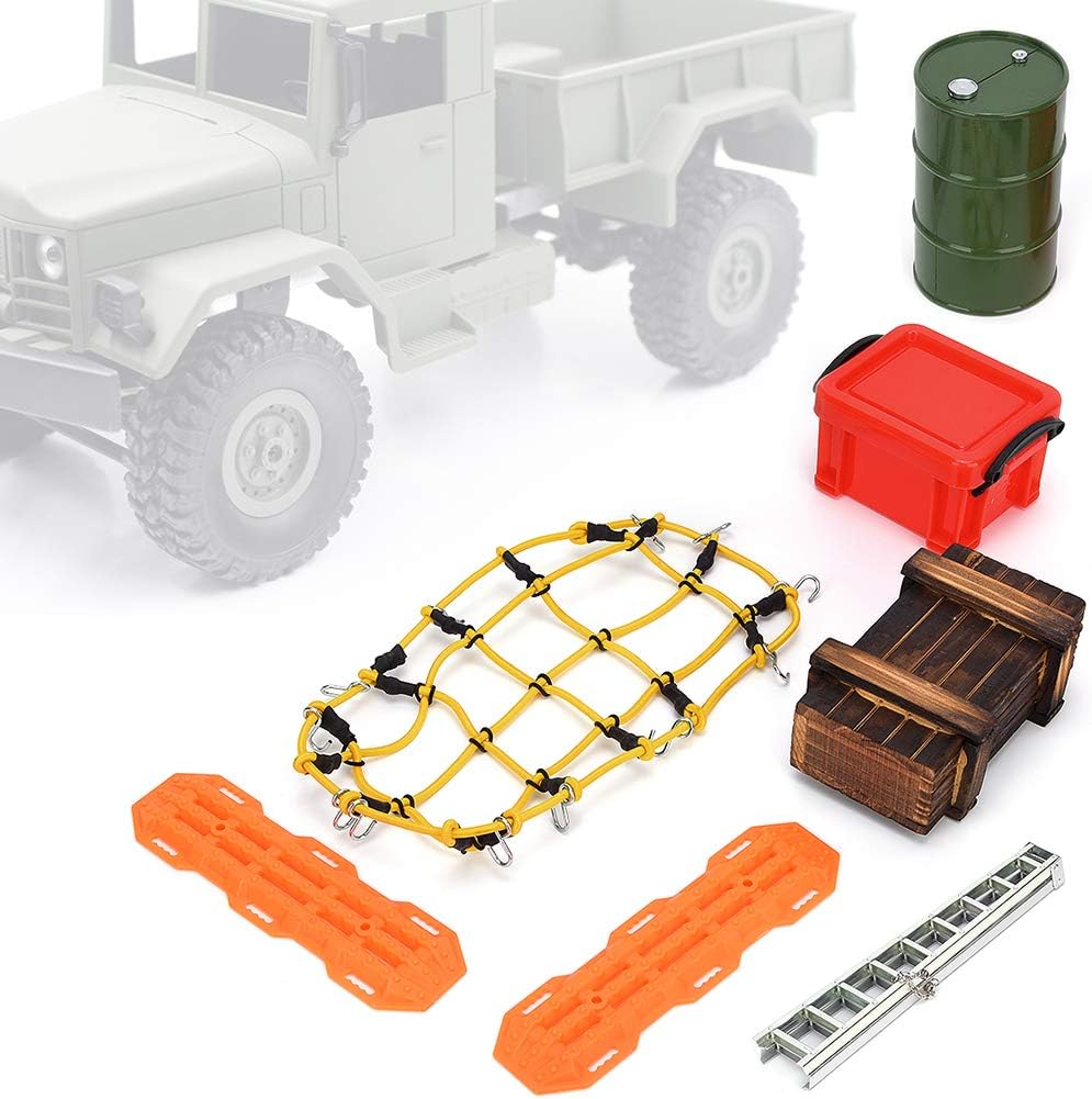 Tbest RC Car Accessory Set, 1/10 Elastic Luggage Net Storage Box Ladder RC Car Decorative Tools RC Car Update Parts 1/10 Scale Crawler Accessories 1/10 Defender Body