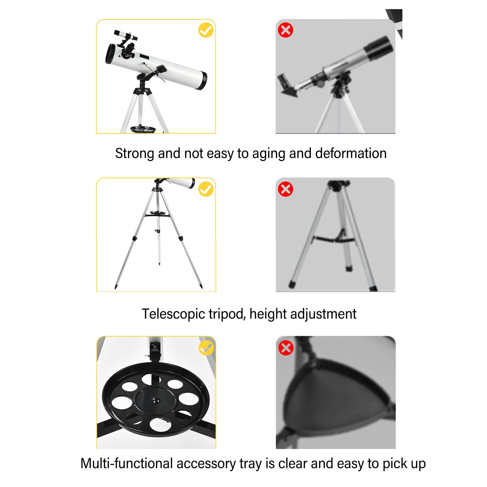 Starwatcher Télescope Réfracteur Astronomique, Réfracteur Astronomique Portable, Ouverture de 114 Mm, Télescope Réfracteur Astronomique de 40 Mm avec Trépied, pour Débutants
