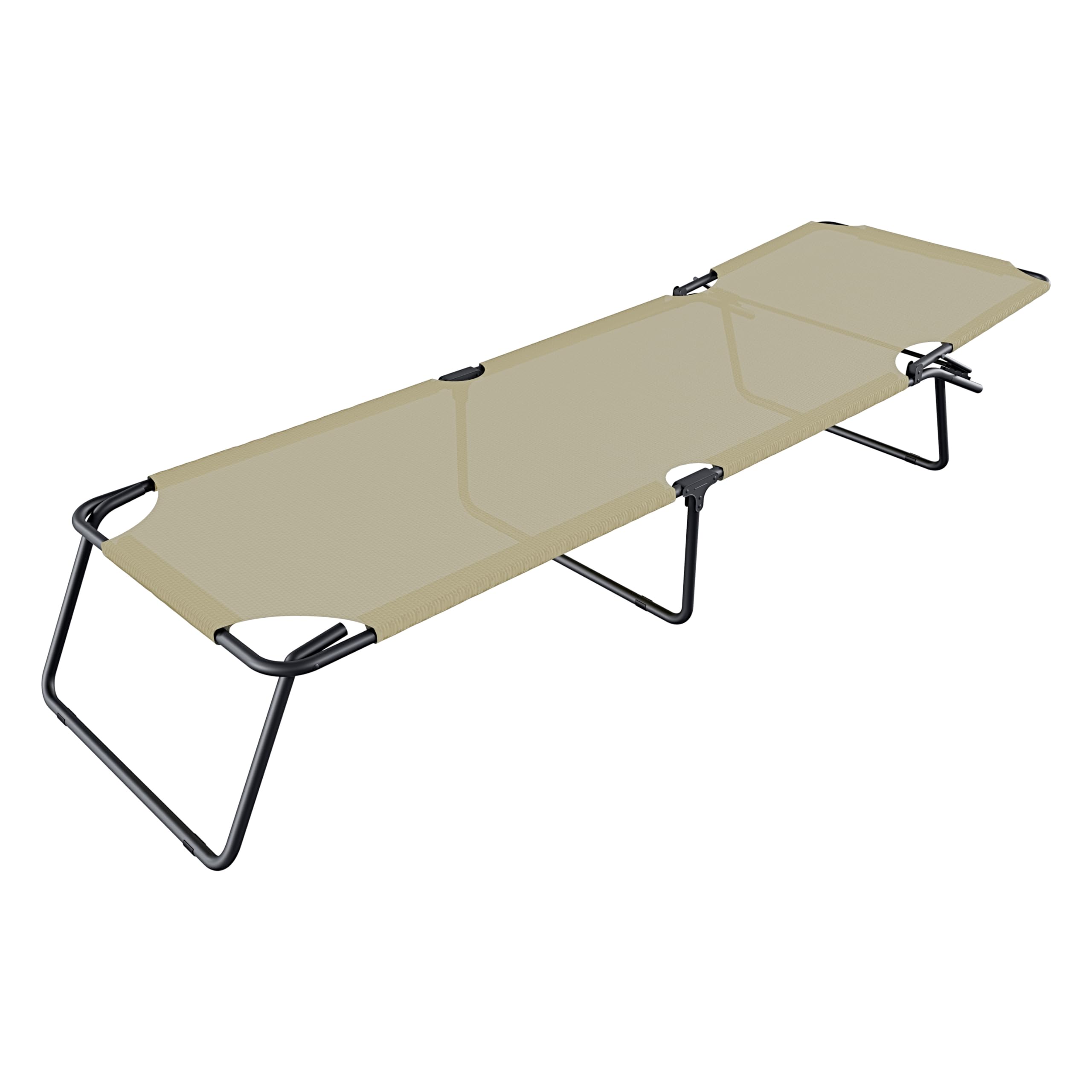 Arreditaly Lettino Pieghevole Prendisole Senza Tettuccio Parasole Schienale Reclinabile Regolabile Struttura In Metallo Sedia Sdraio Per Spiaggia Mare Giardino Piscina 187 x 53 x 24 Cm (Beige)