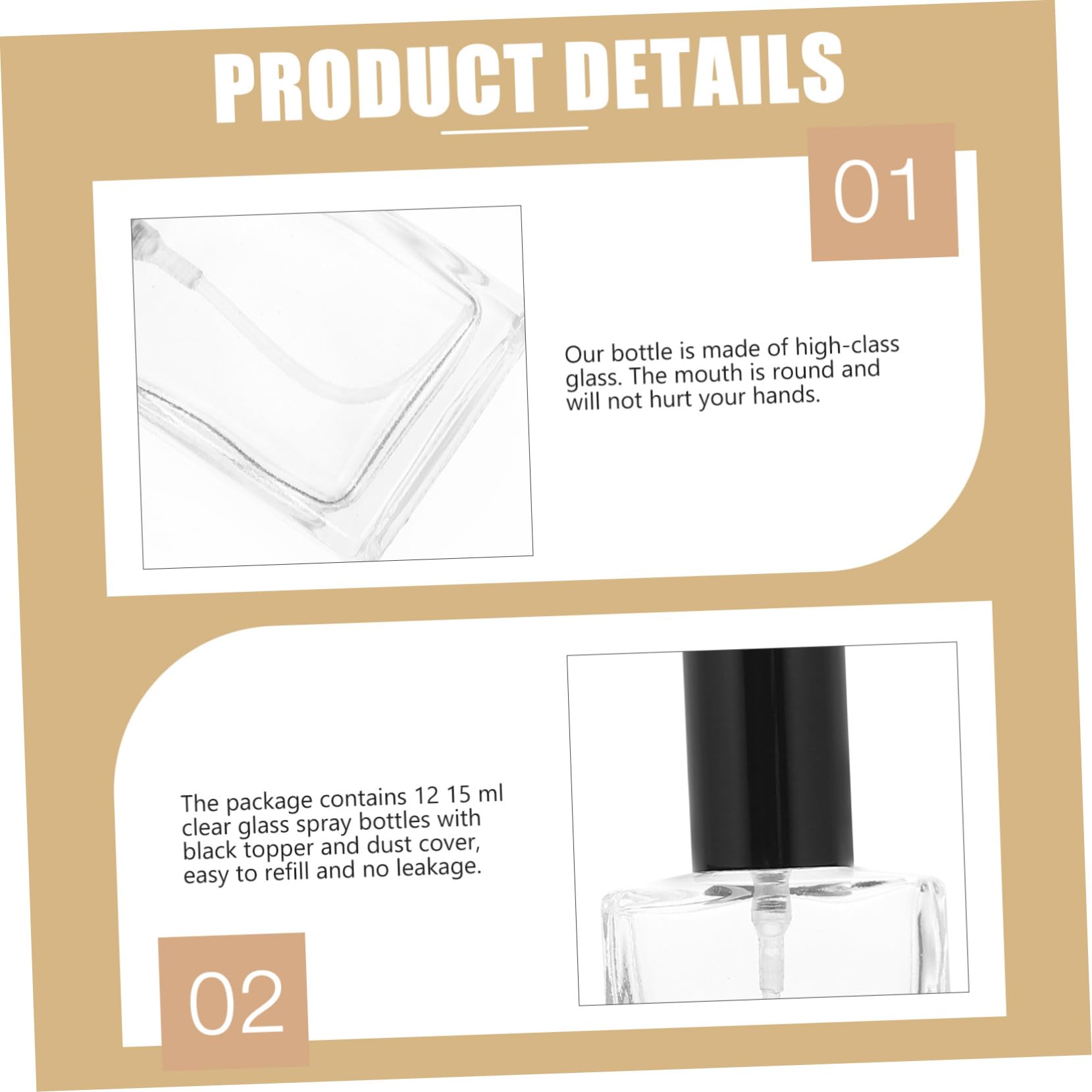 Housoutil Flacon Pulvérisateur en Verre Transparent 15ml, Lot de 12