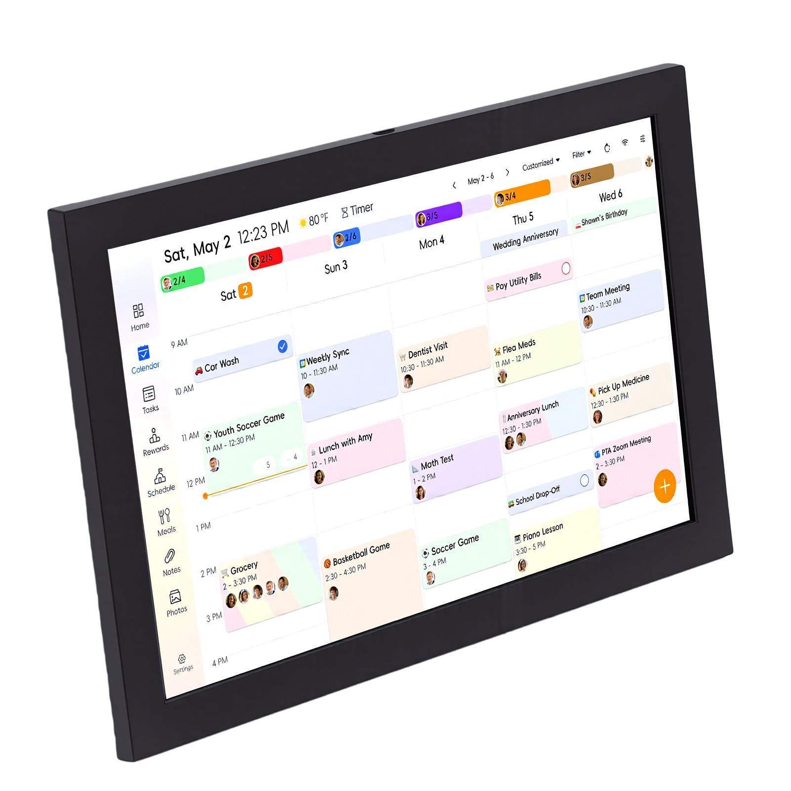 Zunate 10,1-Zoll-Smart-Wandkalender-Touchscreen |Interaktive WiFi-Synchronisierungsanzeige für Familienpläne, Aufgabendiagramm