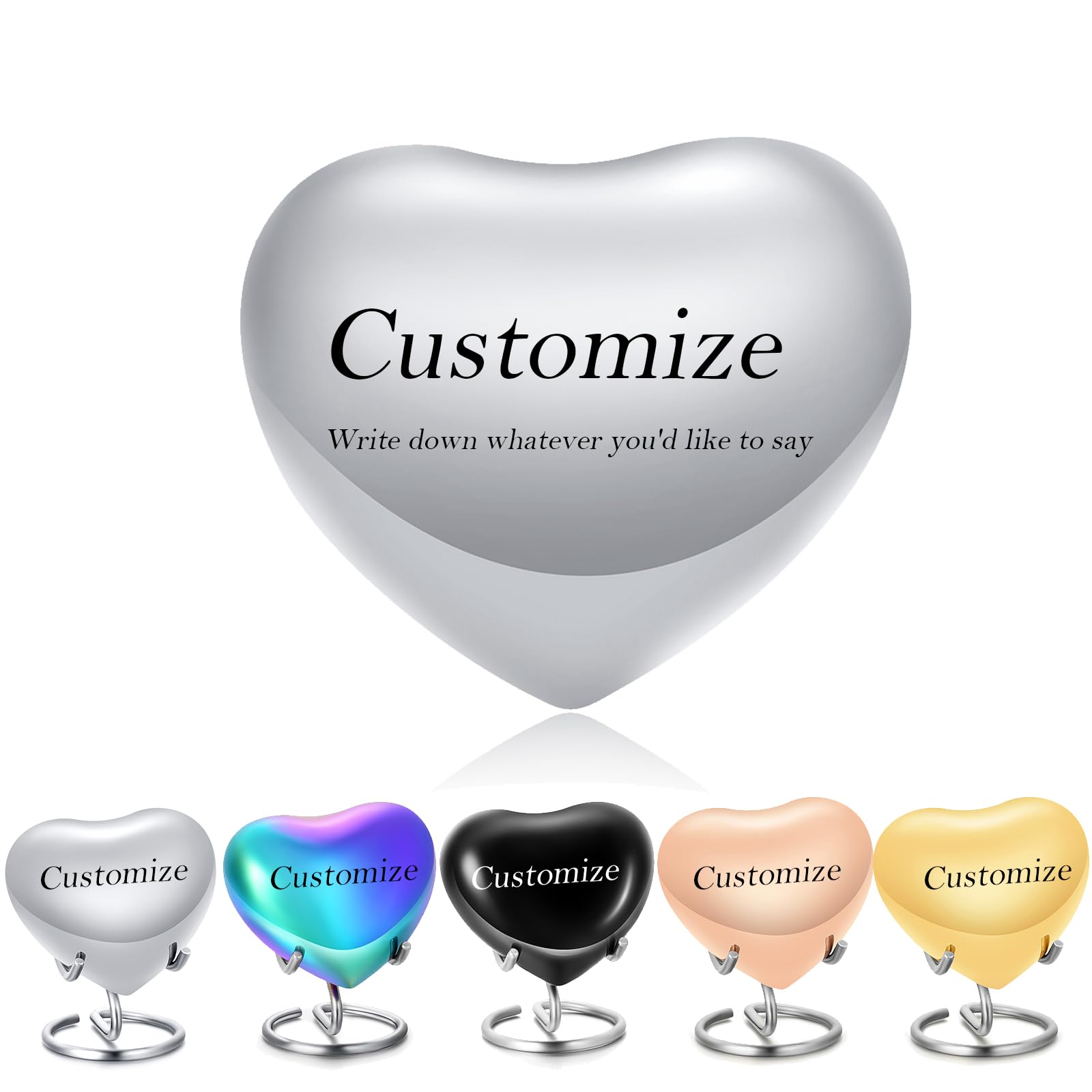 Heart Urns for Human Ashes Heart Shaped Keepsake Urn with Stand Small KeepsakeUrn for Human & Pet Ash Holds Small Remains (Customize)