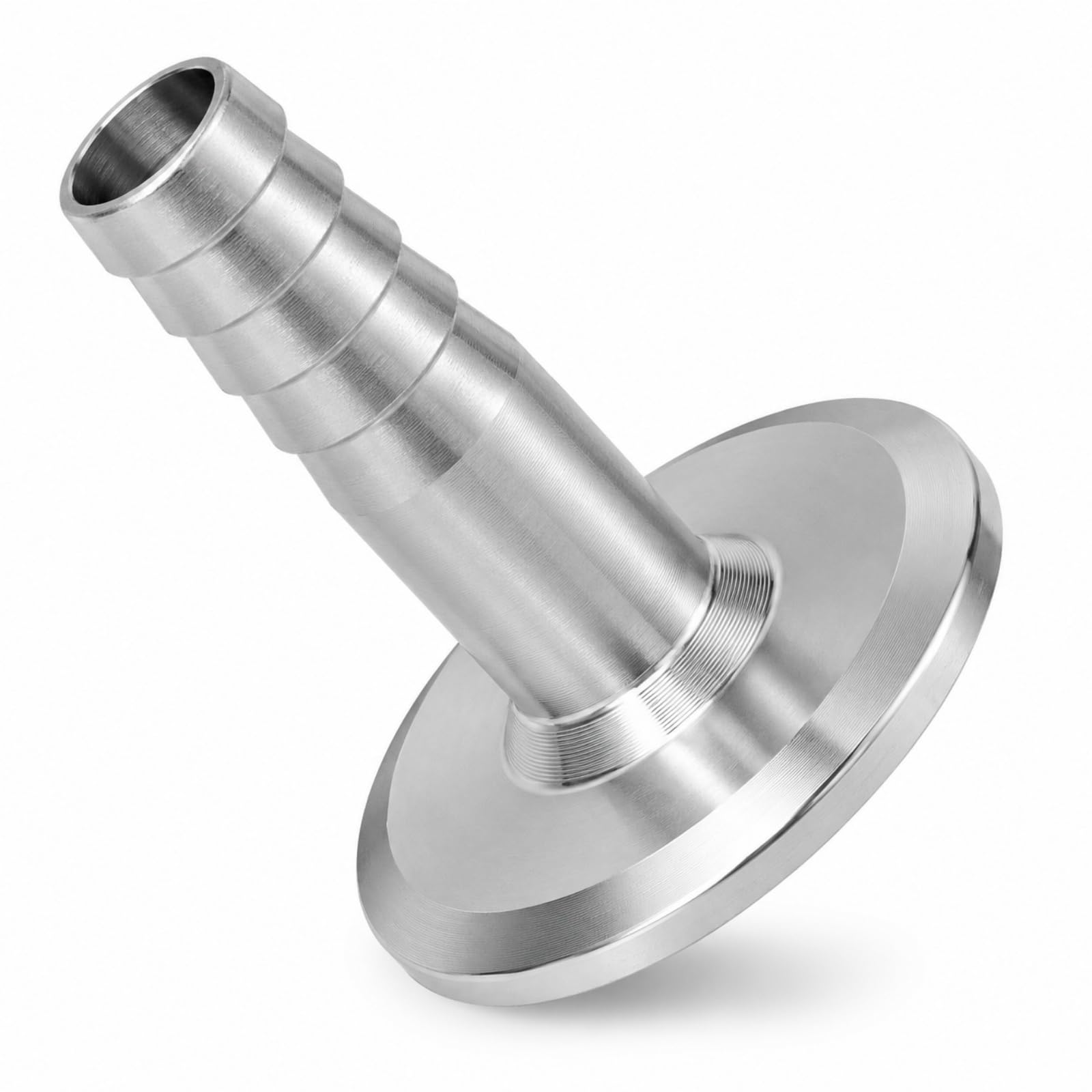 Adaptador de espiga for manguera Tri Clamp, acero inoxidable 304 316L | Adaptador pulido de una pieza con vástago de manguera con púas y férula de abrazadera estándar(SS304-d159-D183-L150MM)