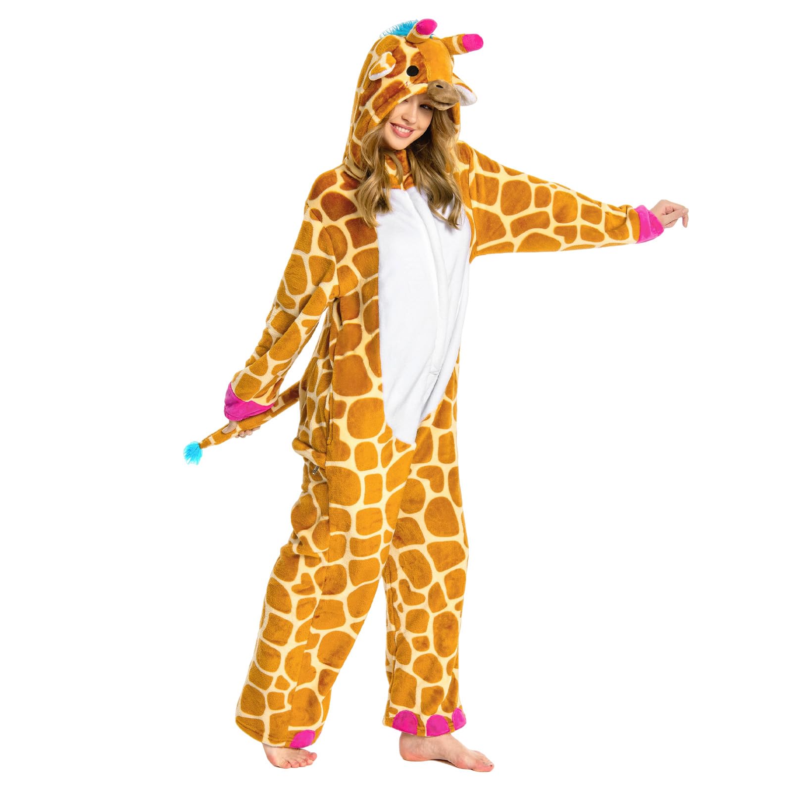 OLAOLA Pigiama Intero Adulti, Costume da Animali, Onesie Unisex per Cosplay di Halloween, Pigiama Intero per Donna e Uomo