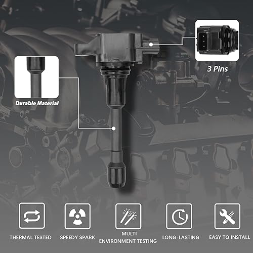 Miniatura 3 de MAYASAF Kit de bujía iridio y bobina de encendido UF549, 4 pares compatibles con Nissan 08-18 Rogue05-19 Frontier07-19 Sentra, para