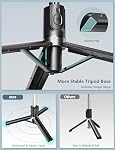 Trépied de bâton de selfie avec télécommande et 2 Lumière, Pnitri 45" Support de trépied pour téléphone cellulaire, Travel Selfie Stick Compatible avec GoPro, 4-7" iPhone Samsung Android Smartphones (Noir)