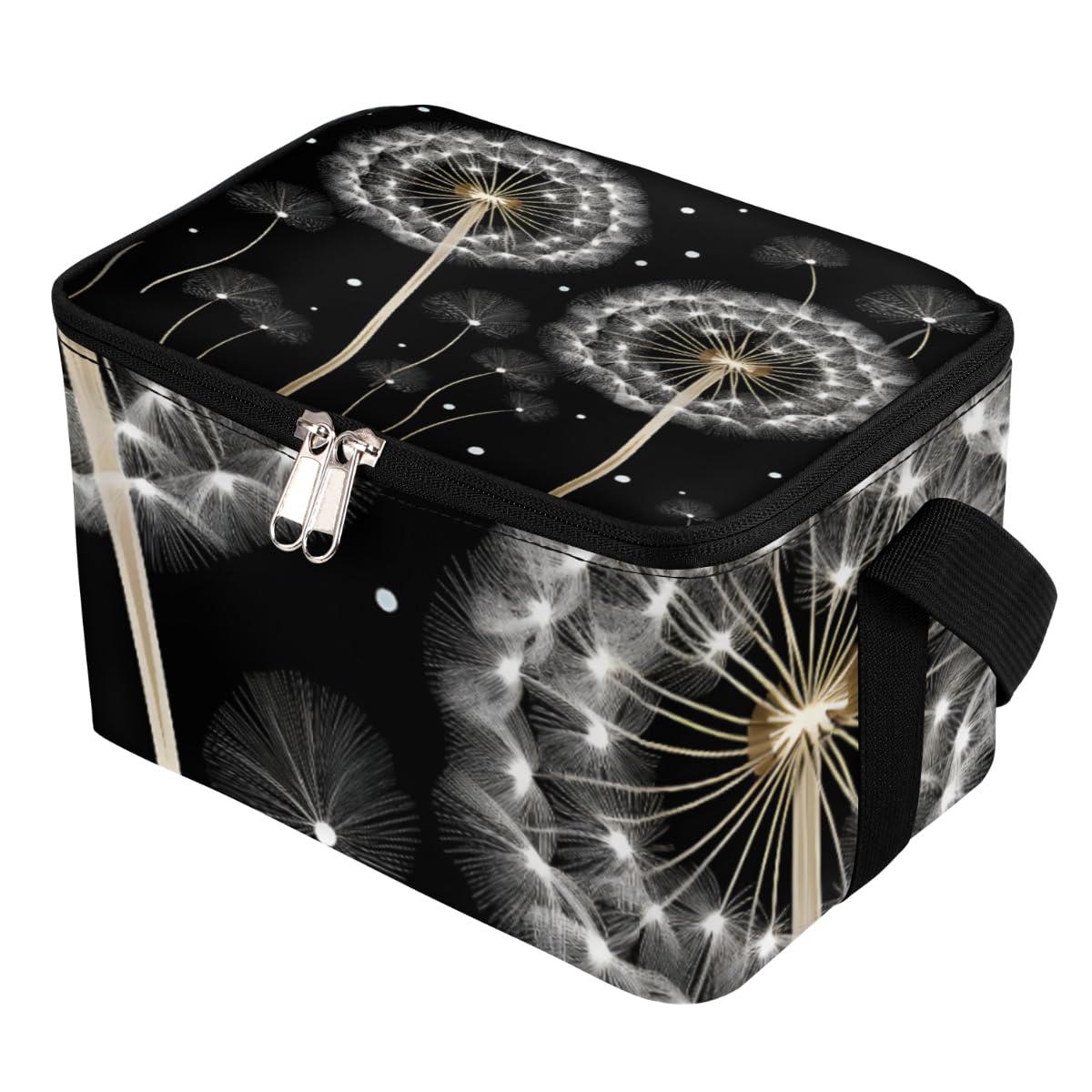 GzLeyigou Lunch Bags for Women Men 9 Cans,Dandelion with Seeds Hot & Cold Food Delivery Bag Insulated Grocery Bag Insulated Lunch Box Floral Cooler Bag for Office Work Picnic Beach