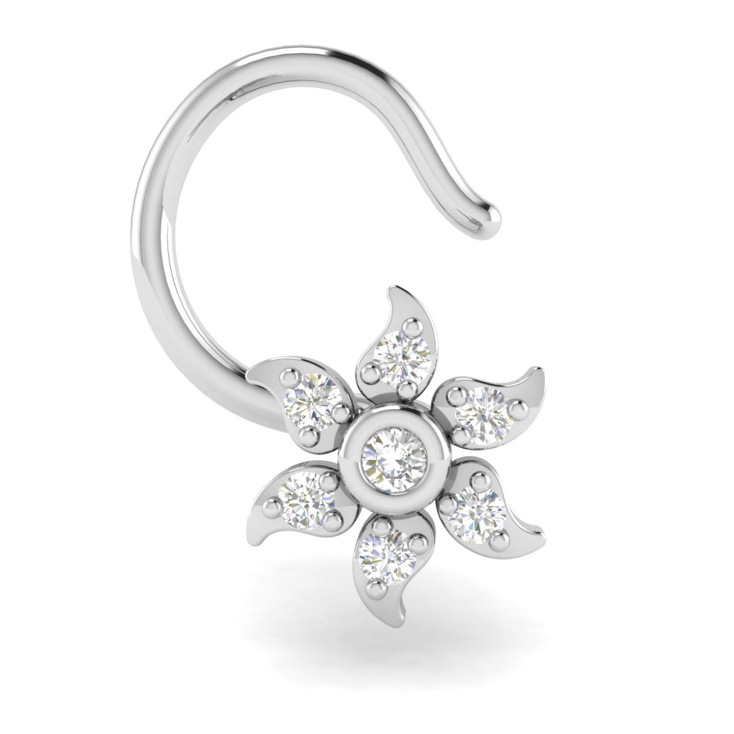 18KT White Gold and Diamond Nose Ring for Women