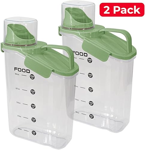 Miniatura 2 de Paquete de dos contenedores de almacenamiento de alimentos y cereales, contenedor organizador de cocina de plástico hermético de 2.6 L con boquilla