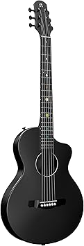 Natasha Carbon Fiber Acoustic Guitar, 38-inch Steel-string Guitarra,Durable 6-string Ultra-thin Guitar for Beginners (Black)
