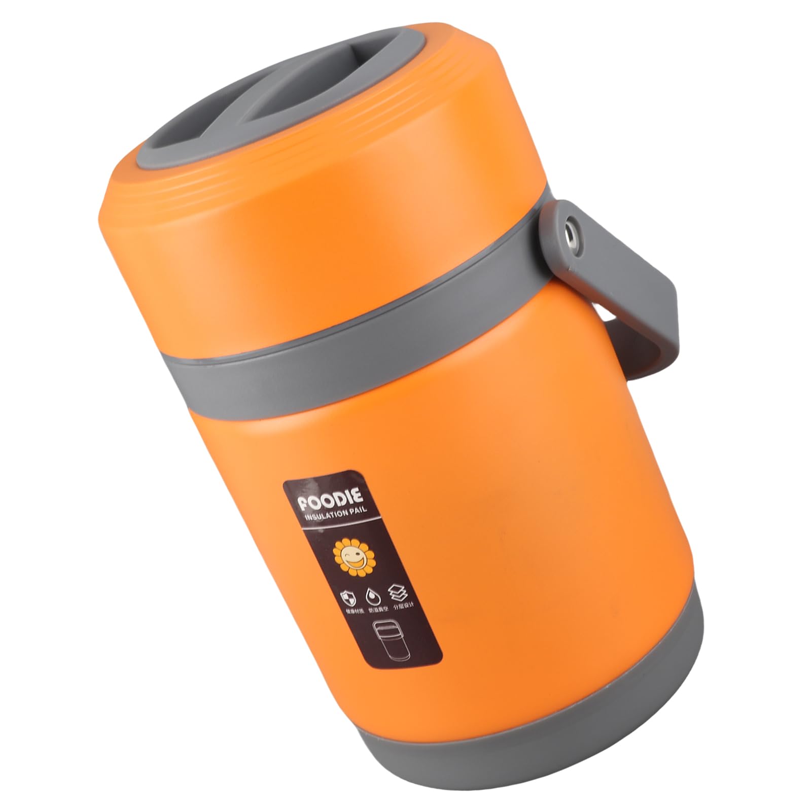 SIXRUN Kochtopf, 2 L Tragbarer Lebensmittelbehälter aus Edelstahl mit 304-Tablett, Wasserbeständiger IPX5-Hebetopf mit Konstanter Temperatur, 3 Plus 1 Behälter für Reisen, Camping, Büro (ORANGE)