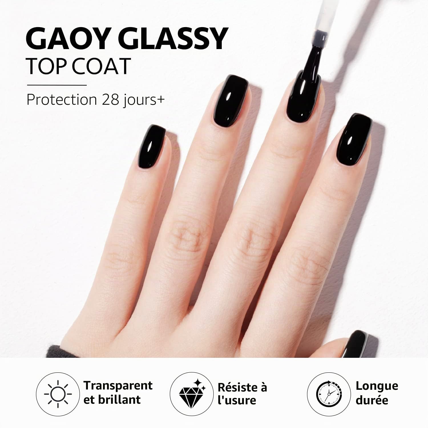 GAOY Lot de 2 couches de couche de finition et de base en gel verre, 16 ml, combinaison de fond de teint sans essuyage pour vernis à ongles UV Light Cure