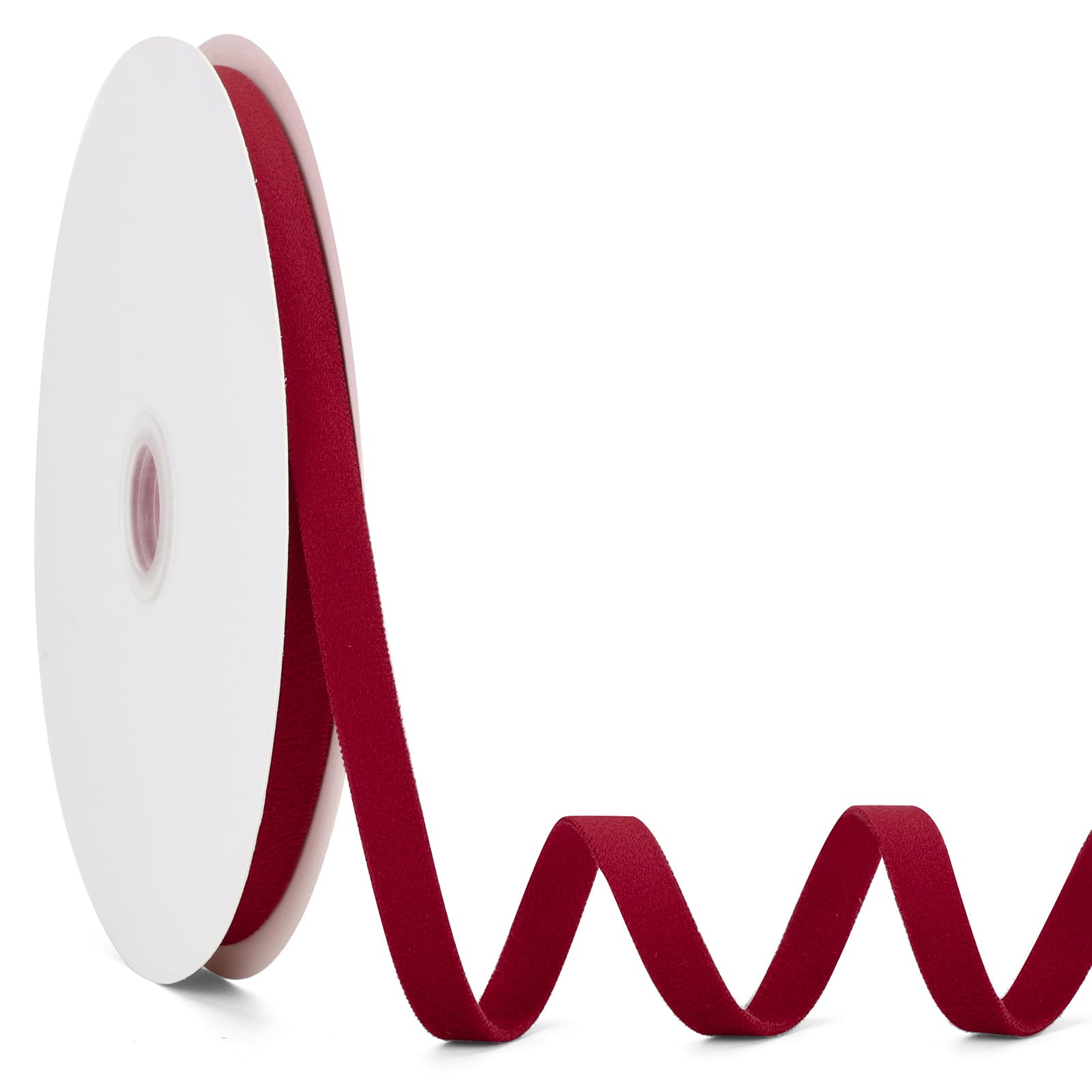 Burgunderrotes Samtband, doppelseitig, 0,95 cm x 20 m, ideal für Weihnachten, Hochzeitsdekoration, Geschenkverpackungen und Weihnachtsbaumschmuck, Burgunderrot