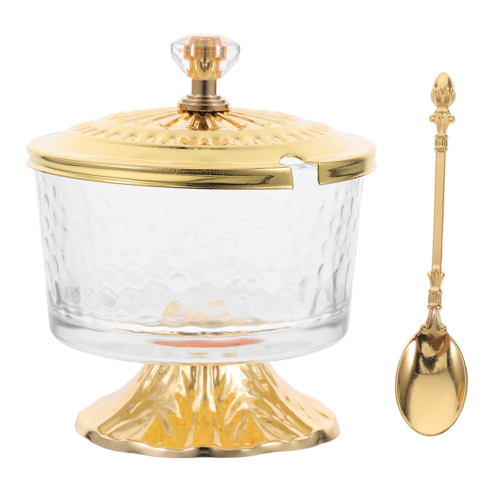 STOBAZA Condiment Jar Spice Container with Lids and Spoon Candy Cookie Canister Sugar Bowls Condiment Pots Spice Jars Seasoning Box Golden