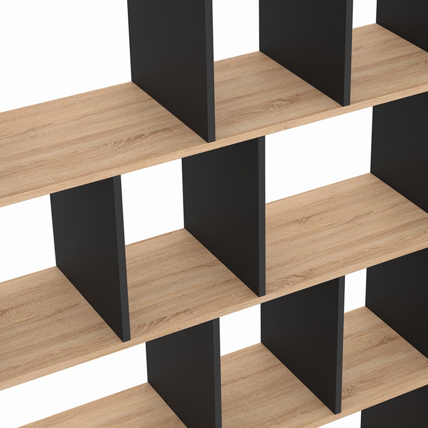 IDMarket - Etagère bibliothèque JENA 4 Niveaux Noir et Effet Bois 143 cm