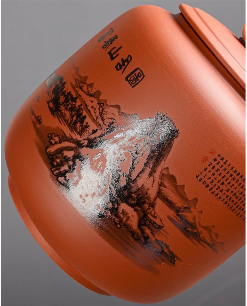 SONGCHAO Sugar Jar Hand-Painted Landscape Tea jar Ceramic Sealed jar Large Chinese-Style Household Loose Tea Storage Container jar Tea Canister (Color : F)