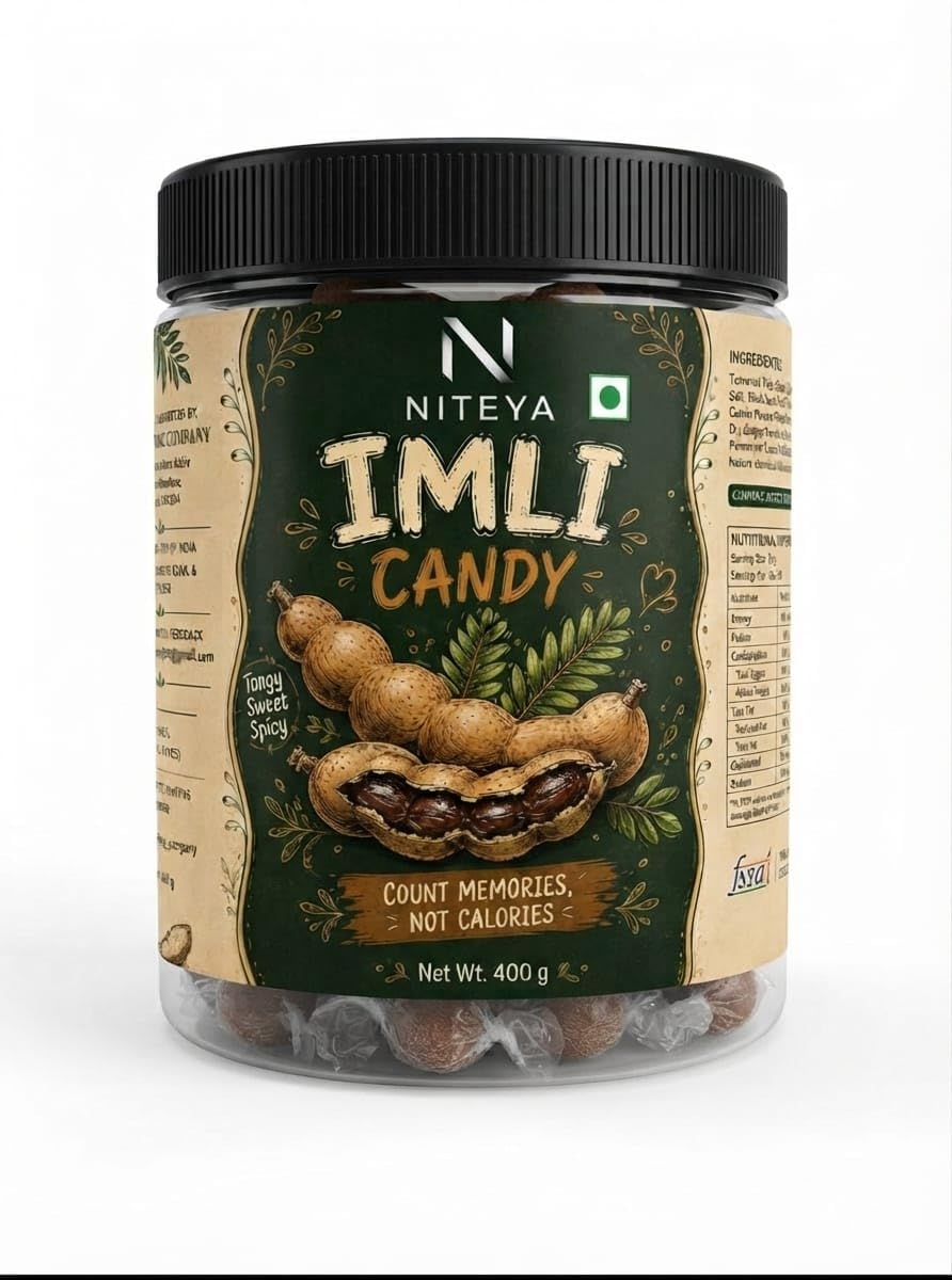 NITEYA Imli Candy 400g | Sweet, Tangy & Spicy Tamarind Candy | Soft Chewy Tamarind Candy | Traditional Indian Digestive Candy | Kids & Adults | Hygienically Packed | 100% Vegetarian-image-1