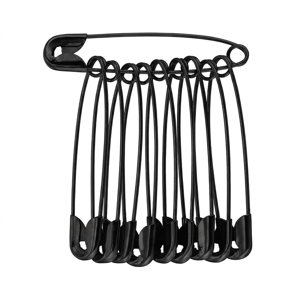 Premium Black Mini Safety Pins/Metal Safety Pins for Clothing, Sewing, Handicrafts, Scarf, Jewelry Making, Art & Crafts & Other Uses(Pack of-1, 12pcs)(Size : 5.5)-image-35