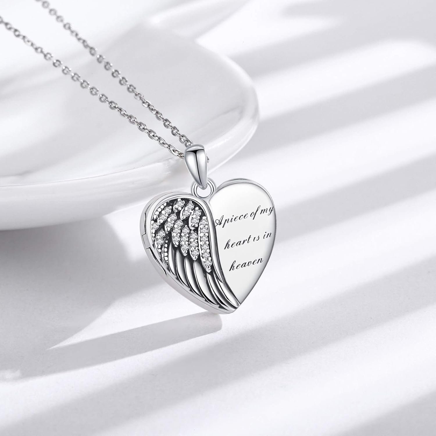 CHENGHONG Heart Pendant Locket Necklace 925 Sterling Silver Personalized Locket Necklace That Holds Pictures Photo Memorial Memory Jewelry Gifts for Women - Image 2
