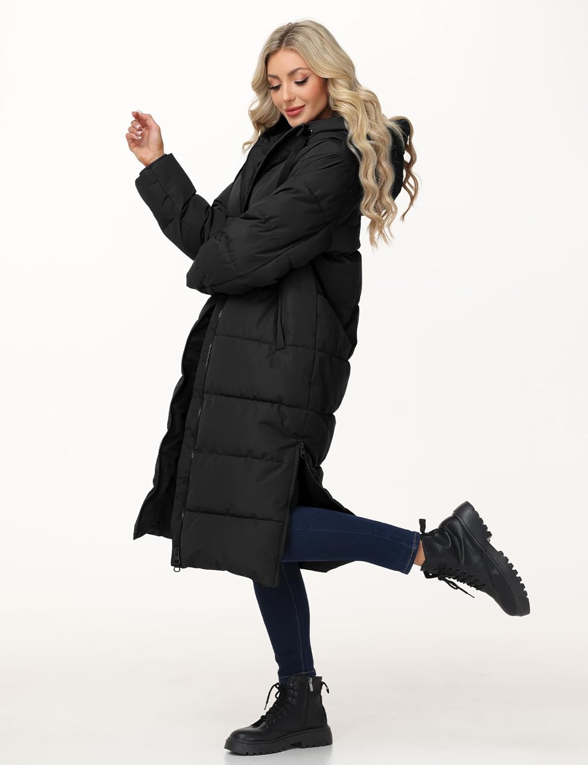 PEHMEA Women's Long Winter Puffer Jacket - Warm Longline Hooded Maxi Down Coat for Women - Image 3