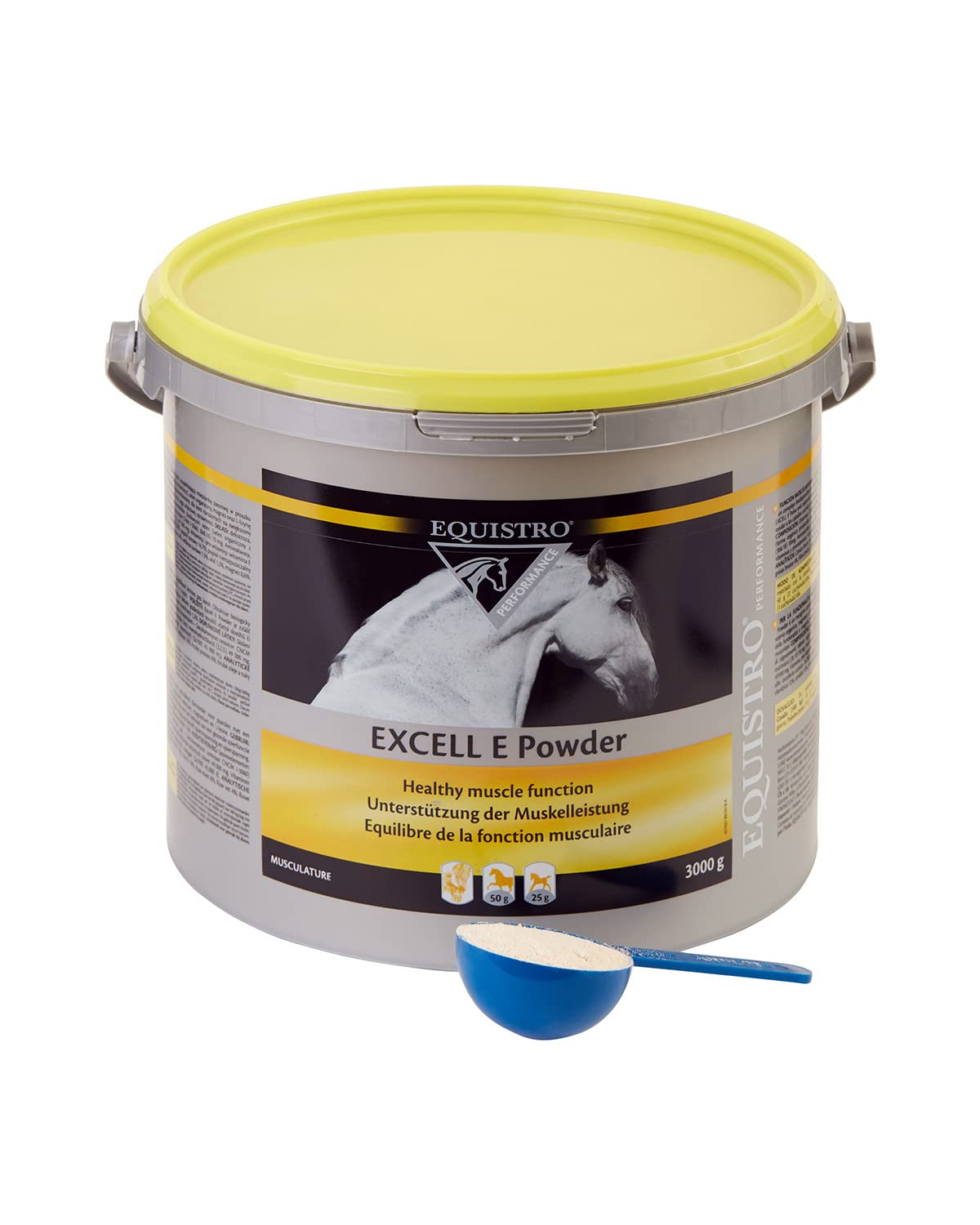 EQUISTRO Excell E | Complemento alimenticio para caballos | Apoyo de la función muscular | Ayuda a aliviar el sobreesfuerzo muscular y la tensión | 3 kg