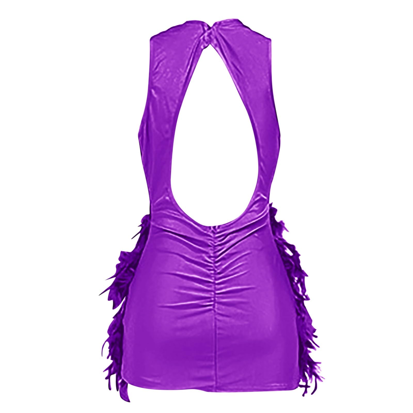 Damenkleid mit tiefem V-Ausschnitt, Freiliegendem Rucksack Hüftrock und Paillettenfedern Damen Kleid, Pailettenrock Für Damen Glitzer Rock Kurz Damen Sexy Midi Skirt Hüftrock