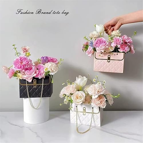 Miniatura 5 de Caja de regalo de papel de flores con cadena de metal, cajas de flores portátiles, cajas para arreglos florales, cajas de flores para arreglos,