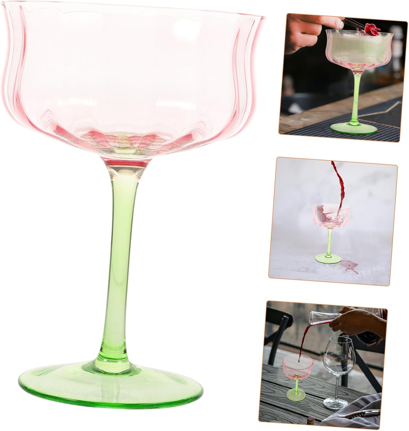 PRETYZOOM Gradient Glass Goblet Vintage Inspired Cocktail Glasses with Intricate Faceted Design for Parties Weddings and Entertaining Elevate Your Drink Experience