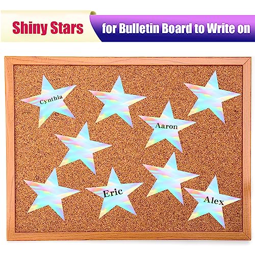 Image of 120 Pieces Iridescent Stars Cutouts Double Printed Star Cutout Aluminum Foil Paper Star Confetti Cutouts 6 Inch Large Glitter Stars Decoration for Bulletin Board Wedding Holographic Party Supplies