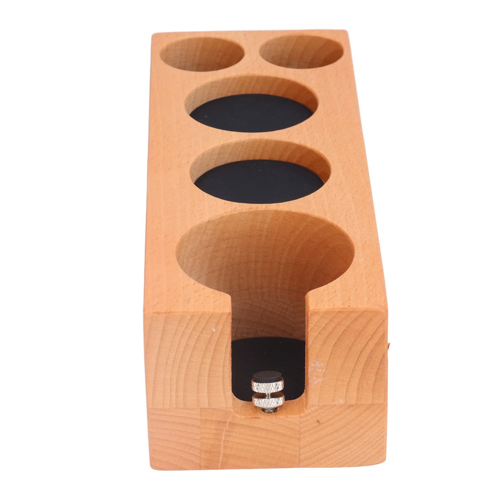 Soporte para prensa de café de madera, base de madera para prensa de café con ranura para tarjeta y base antideslizante para mango de máquina de espresso de 2,3 pulgadas, estación