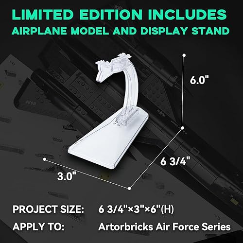 Miniatura 10 de Artorbricks Serie Air Force SR-71 Reconnaissance Blackbird Air Force - Juego de bloques de construcción militar y regalo para adultos (183 piezas)