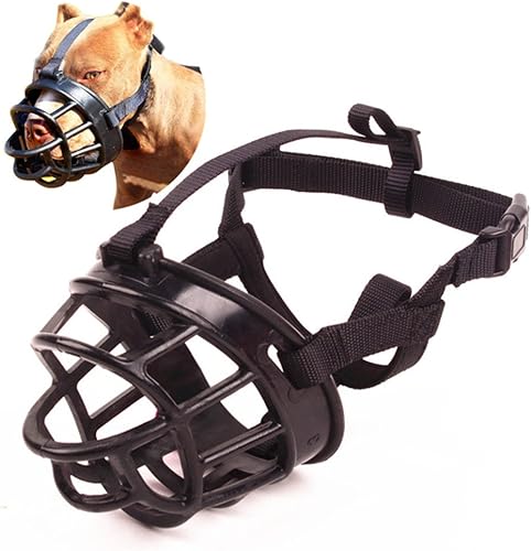 Umisun Basket Dog Muzzles-Soft Adjustable Breathable Mask Anti Biting Chewing Barking Training Dog Muzzle for Small Medium Large Dogs (Black, 4