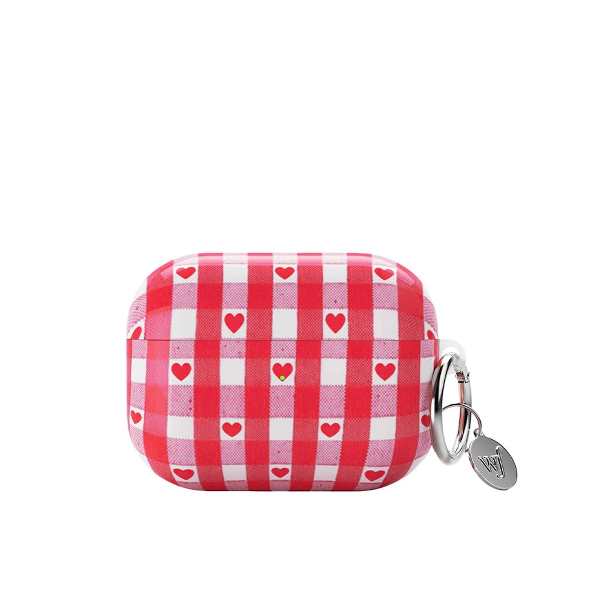 Cases - Red Gingham Hearts Airpods Pro Case, Compatible with Apple Airpods Pro Only | Heart, Red, White, Plaid, Summer, Trendy, Cute - Protective Cover, Keychain, Women Owned Small Business