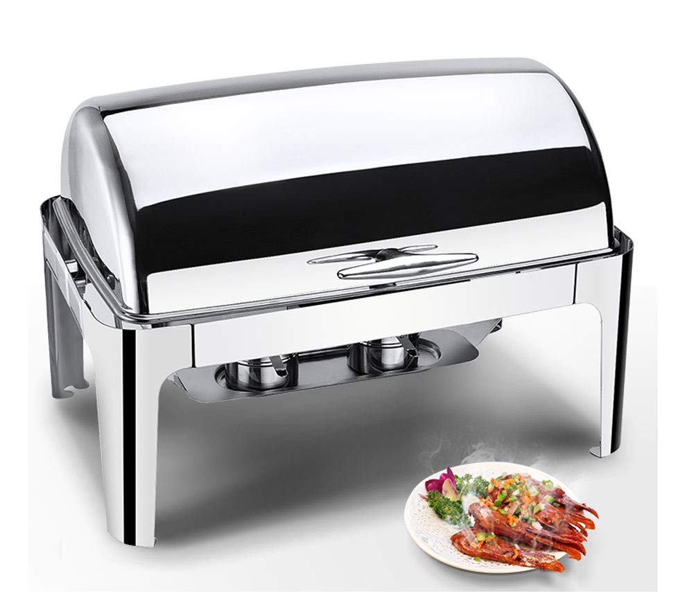 Juego de platos de acero inoxidable, calentador de buffet para bodas, fiestas, banquetes, catering, incluye 3 platos para servicio de alimentos y eventos