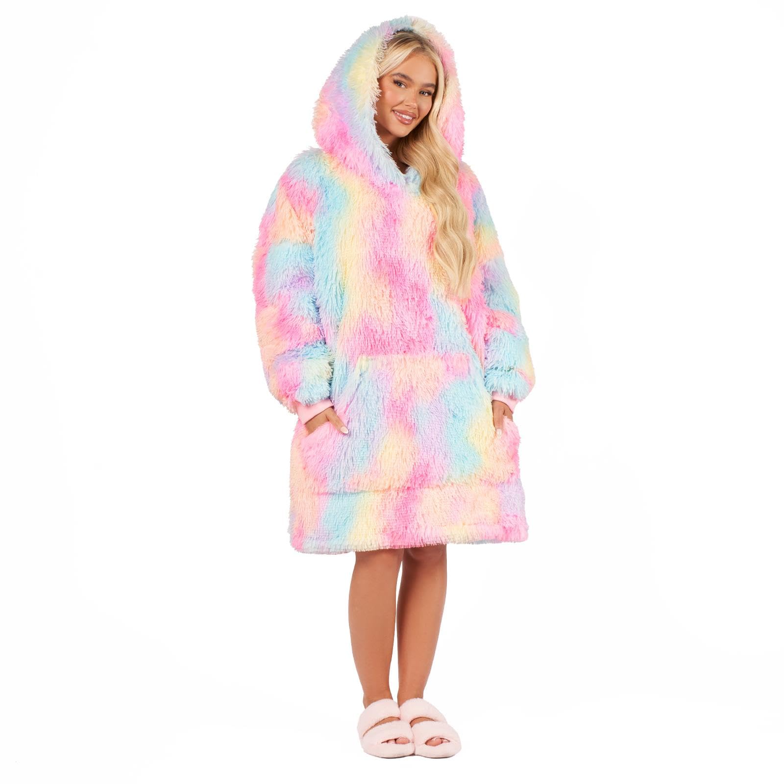 Sienna Women's Multi - Tie Dye Fluffy Blanket Hoodie, Mothers Day Gifts Soft Sherpa Fleece Warm Cosy Oversized Hoodie Wearable Blanket Hooded Snoodie For Adult Teens Men Big Pocket, Tie Dye