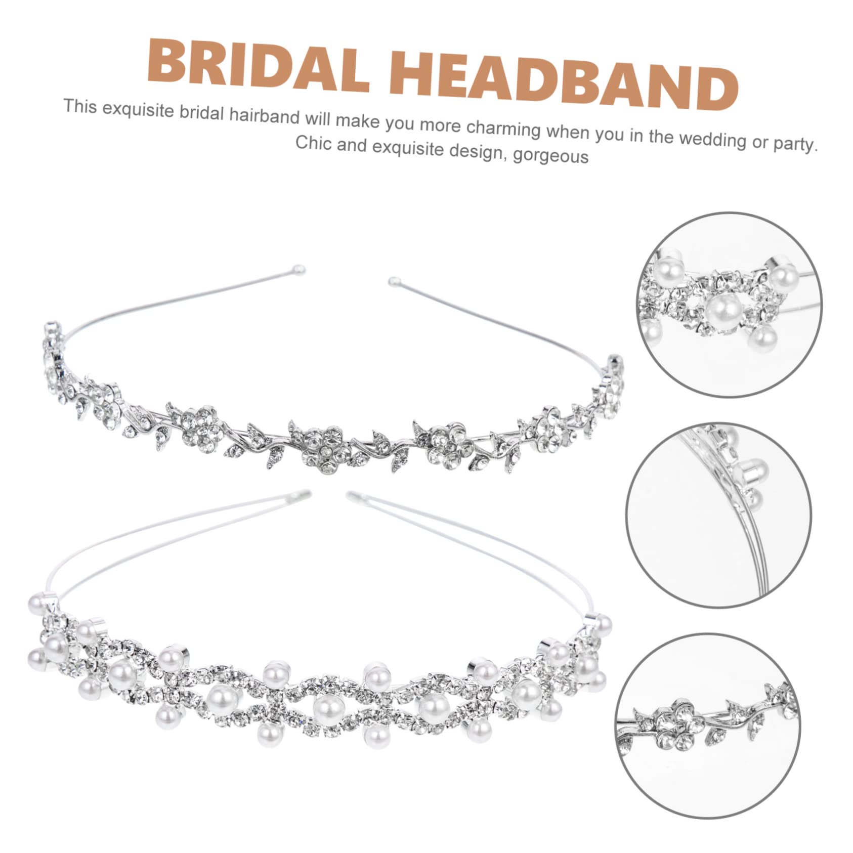 MAGICLULU 6 Piezas Diadema De De De Imitación Tocado De Mujer Adornos Nupciales Para El Cabello Diademas Para Niños Venda Novia Accesorios Para El Cabello Delicado Metal