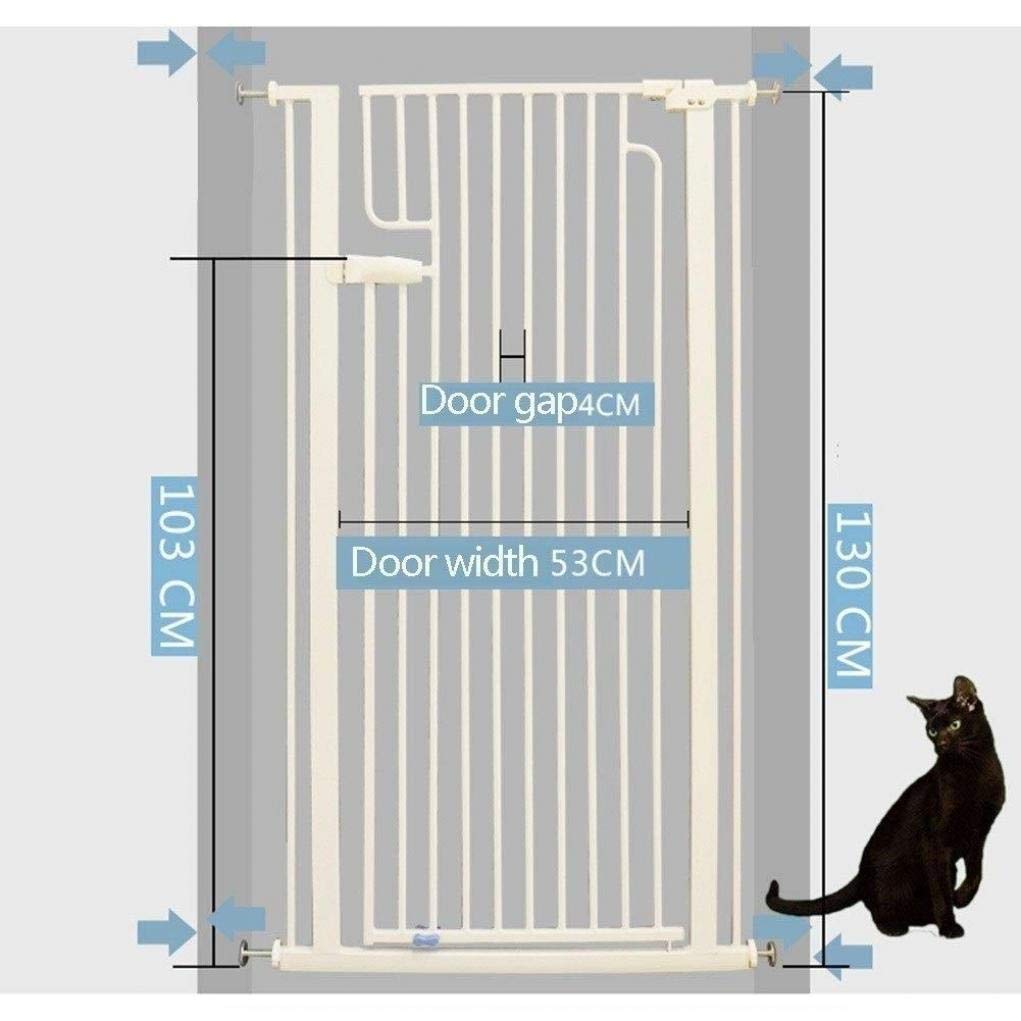 LYGXWJFC Puerta de Seguridad para Mascotas Extra Alta de 130 cm: Malla antisalto Ajustable de 74-76,9 cm, Ideal para Perros y Gatos y Barrera Segura para protección del hogar