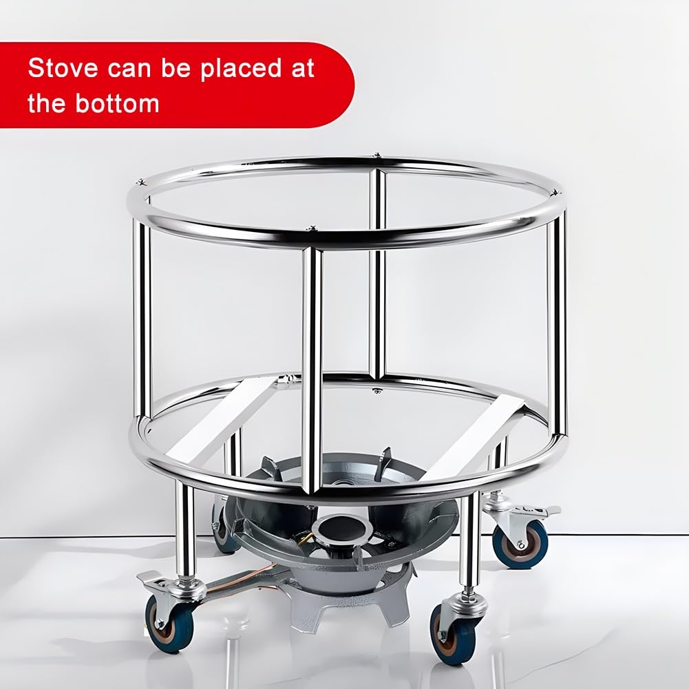 Soporte de Acero Inoxidable para ollas con Cuatro Ruedas, Soporte móvil para Cubos, Base móvil para bombonas de Gas, Cubos de Almacenamiento y Cubos de Leche, fácil de Instalar