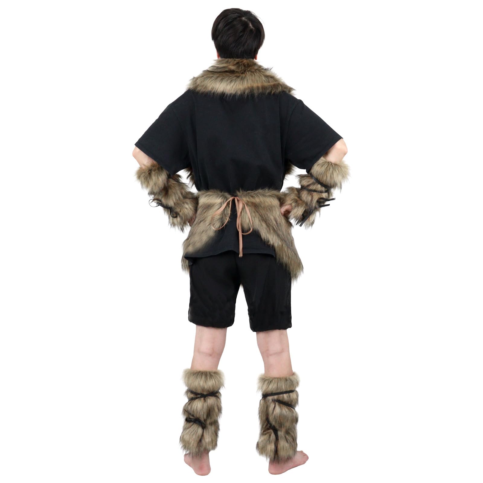 JIAHG Halloween Viking Medieval Costume Faux Fur Shawl Apron Norse Warrior Belt Cape Renaissance Fair Cosplay Cloak Barbarian Outfit Accessory for Men Women LARP Party Props (Shawl) - Image 3