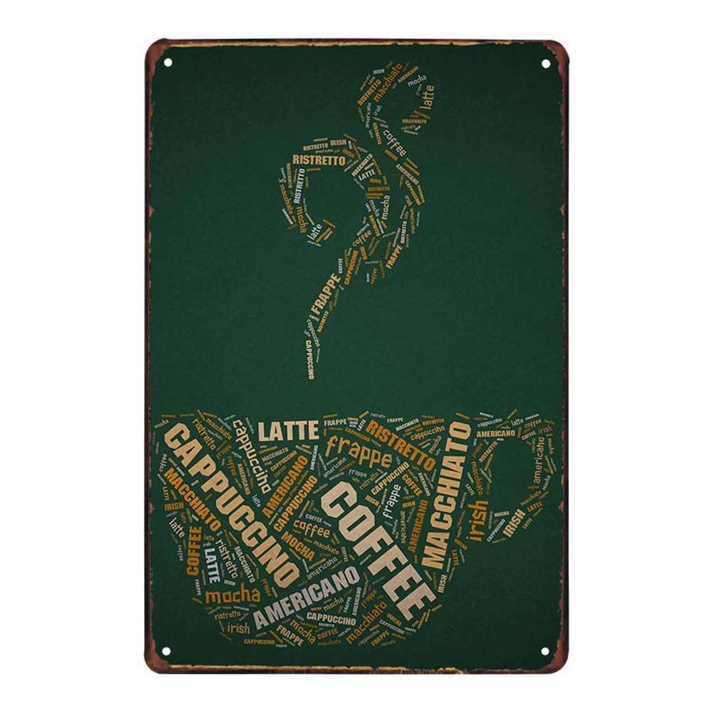 Juego de 4 placas de metal retro vintage con diseño de café