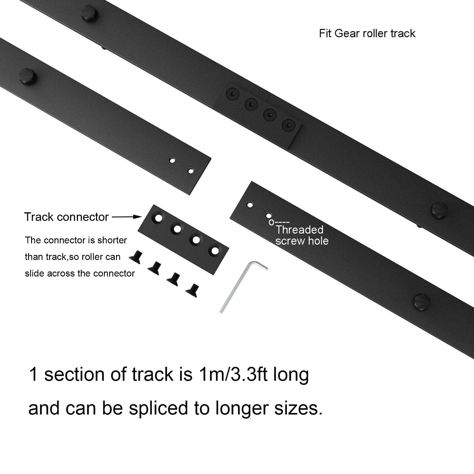 KAZUP Rustikale Schwarze verschiebbare Bibliotheksleiter-Hardware, rollendes komplettes Schienen-Set, Bodenrolle mit Bremse (Keine Leiter), robuste Stahl-Gleitleiter-Hardware