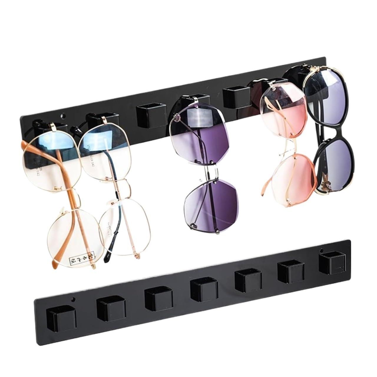 Occhiali Espositore Portaocchiali da Sole Moderno da Parete in Acrilico da 2 Pezzi Sunglasses(Black)