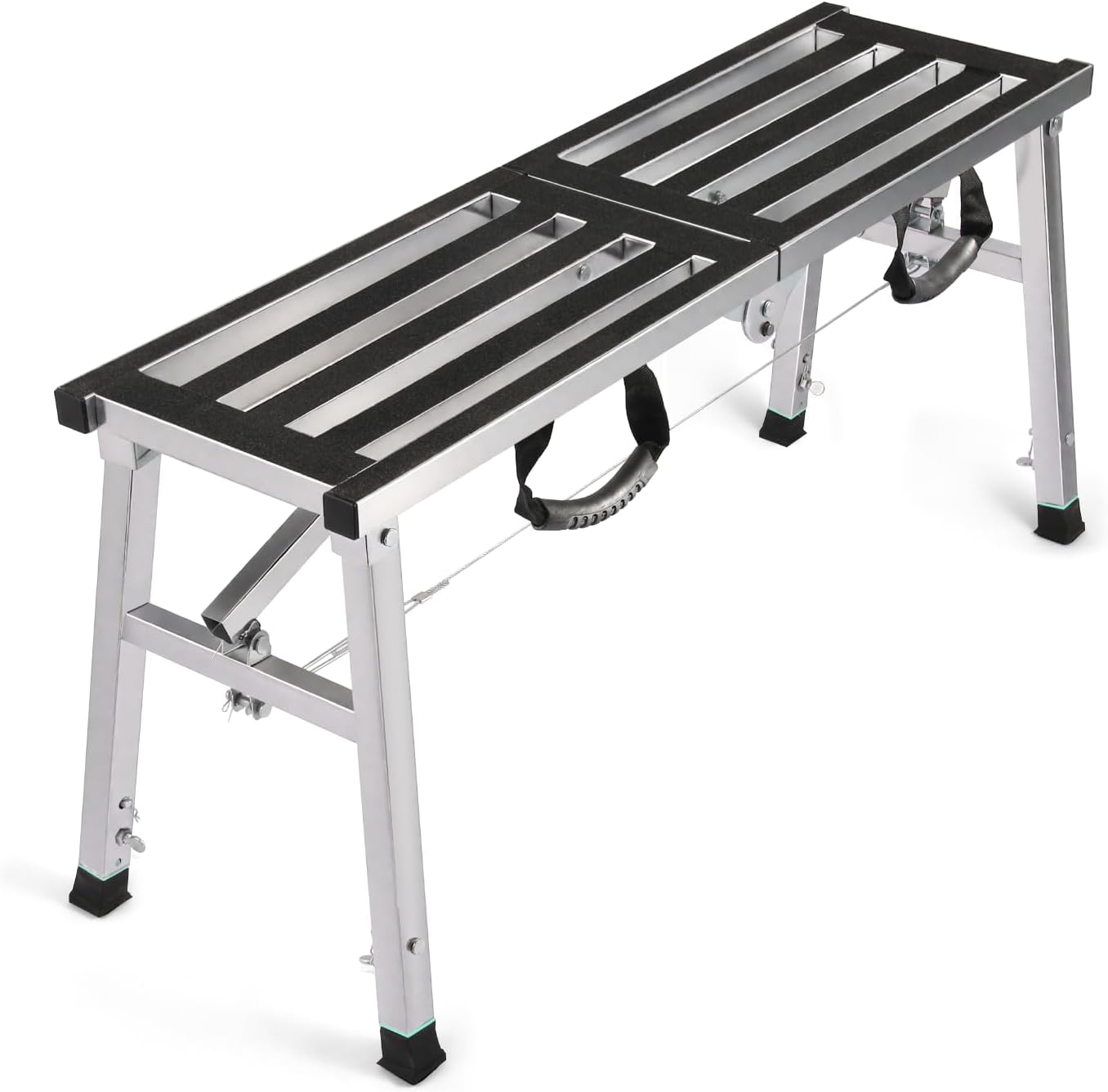 Folding Work Platform 39"(L) x12(W) Height Adjustment 19-27"(H) Portable Steel Step Ladder Stool for Home, Office, Workshop and Garage, Maximum Load 400lbs