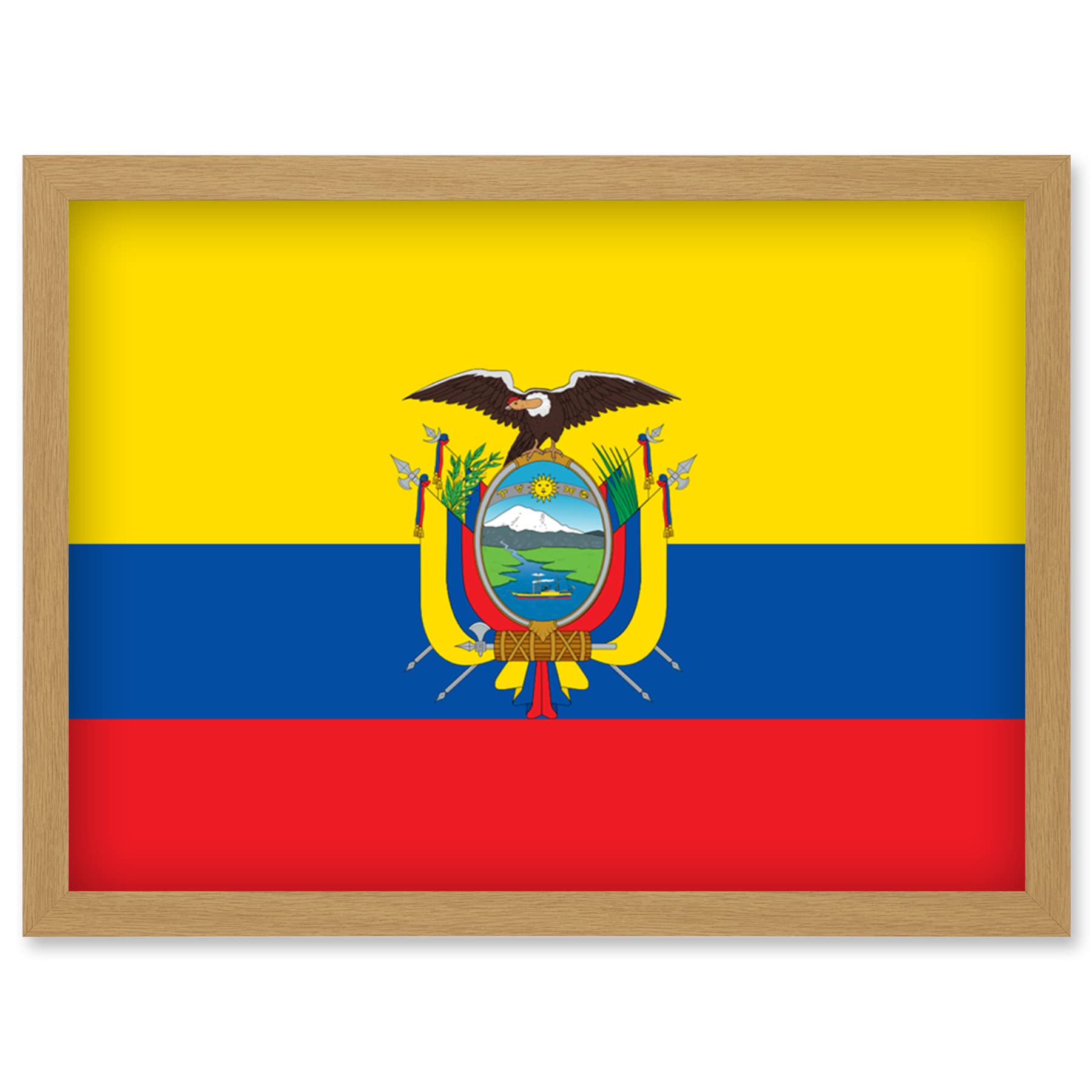 Artery8 Ecuador National Flag Patriotic Vexillology World Flags Country Region Poster Artwork Framed Wall Art Print A4