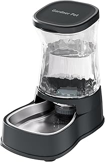 Gardner Pet Futterautomat Katze, 3.85L Wasserspender Hund mit Edelstahlschüssel, Ohne Strom, BPA Frei, Gravitation Wasserspender Katzen, für Mittlere/groß Haustiere (Grau) product image