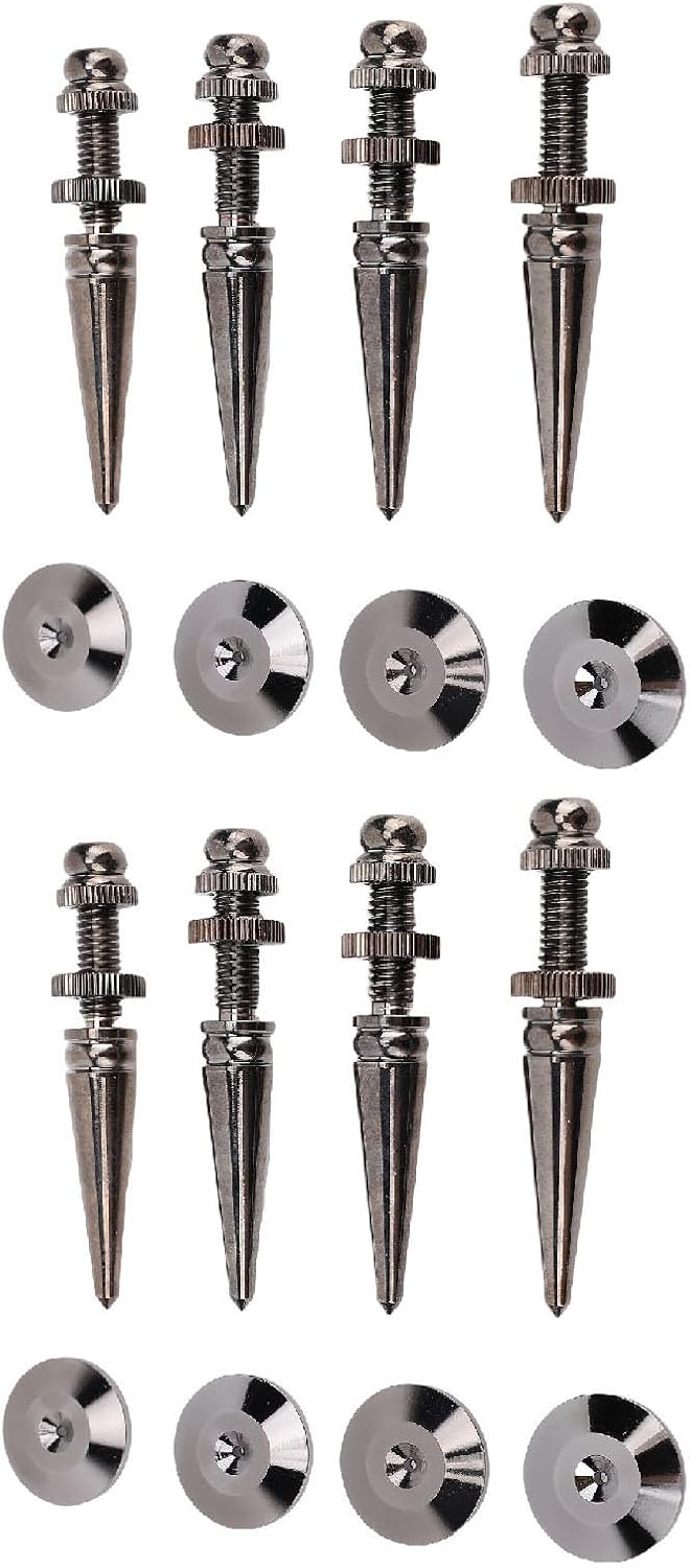 8pcs Speaker Spikes, Premium Copper Adjustable Isolation Feet, Base Pads Feet for Vibration Isolation, Ideal for HiFi Speakers, Amplifiers, Subwoofers, Turntables, CD & DVD Players