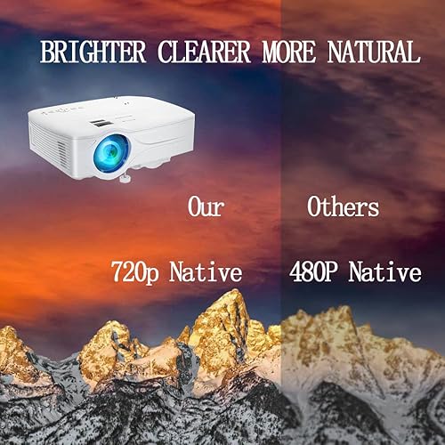 Miniatura 2 de Mini proyector WiFi para computadora portátil de 7500 lúmenes 1080P FHD compatible con proyector de película portátil para exteriores sincroniza la