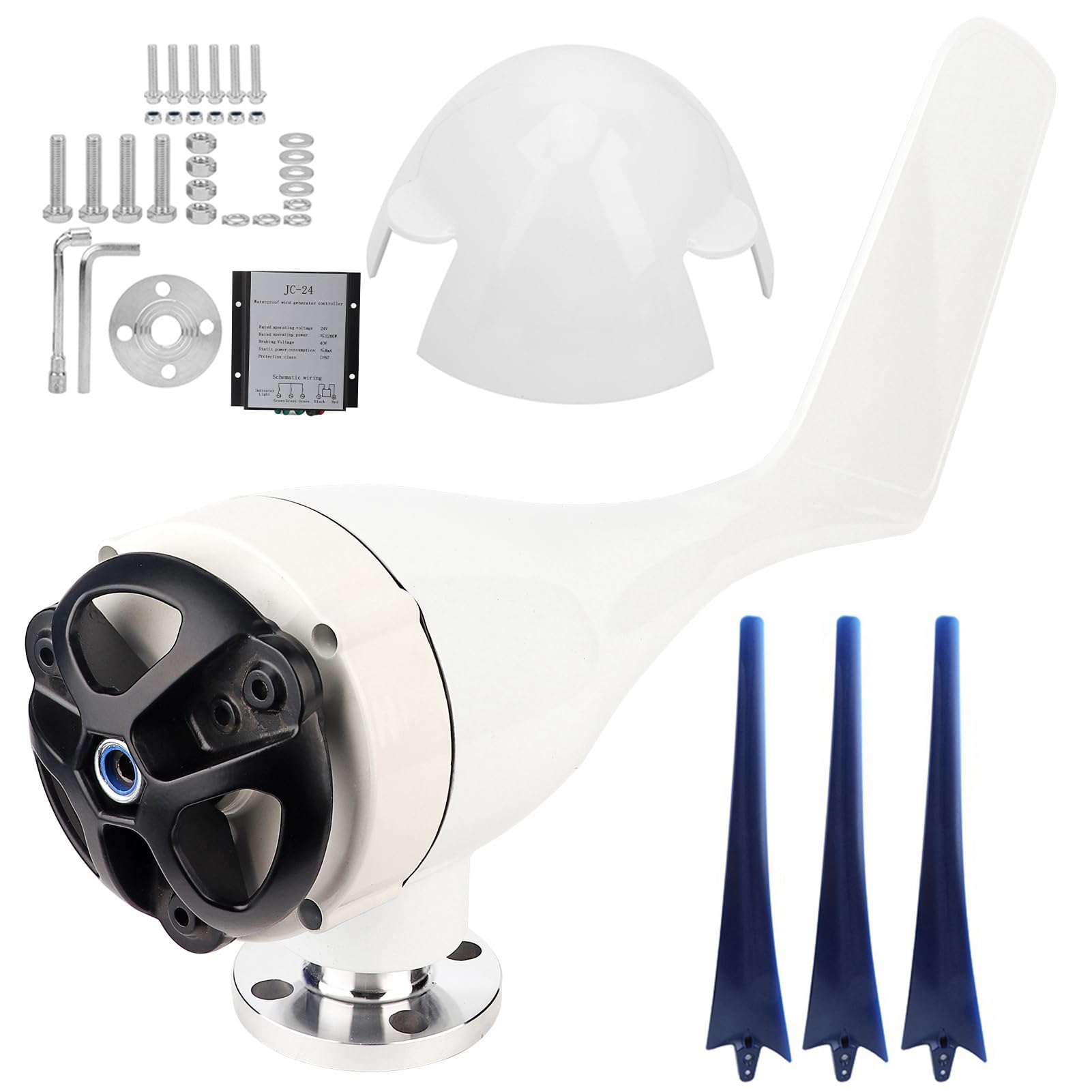 1200 W Kleine Windturbine, Kleiner Windgenerator, 1200 W Windgenerator, 3-Blatt-Windturbine, DC 12 V, 24 V, 48 V, Turbinen-Windgenerator für das Aufladen von Schiffen zu Hause