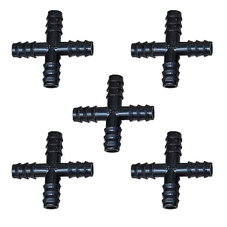 Pinolex 4 Way Splitter 16mm Connector for Lawns Drip Irrigation Pipe Leakproof (Pack of 10)